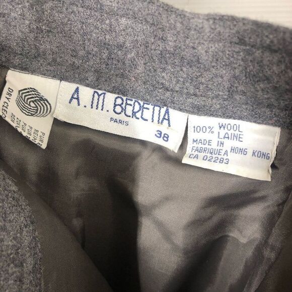 RARE! ANNE MARIE BERETTA Grey Vintage Wool Tiered Pencil Skirt Sz 38 French US 6 - Picture 4 of 6